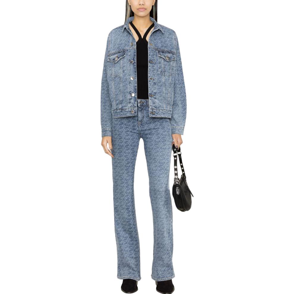 Lookbook (W) PINKO 藍色滿版印花長袖外套附鈕扣設計 100803A0Q0-ZG4