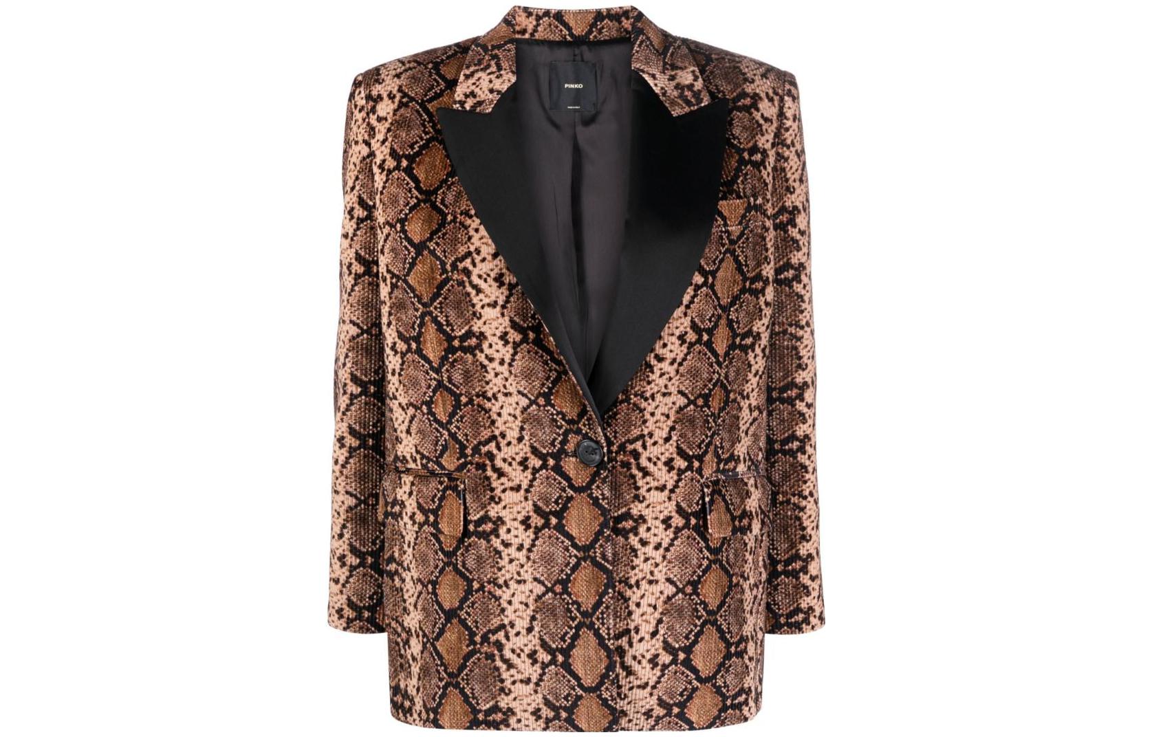 (Women) PINKO  Brown Animal Print Long Sleeve Casual Blazer. 102481A1EK-ZC8