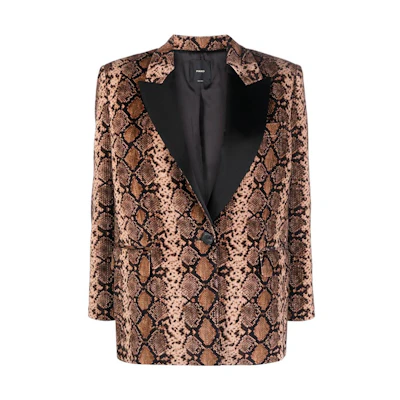(Women) PINKO Brown Animal Print Long Sleeve Casual Blazer. 102481A1EK-ZC8