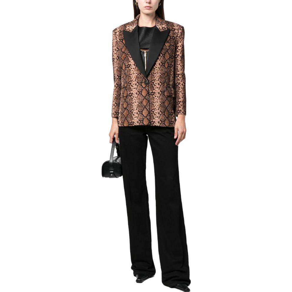 Lookbook (W) PINKO 棕色動物紋長袖休閒西裝外套 102481A1EK-ZC8