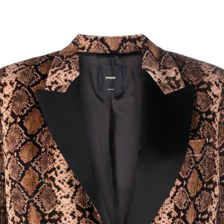 Details for (W) PINKO 棕色動物紋長袖休閒西裝外套 102481A1EK-ZC8