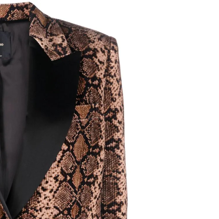 Sizing (W) PINKO 棕色動物紋長袖休閒西裝外套 102481A1EK-ZC8