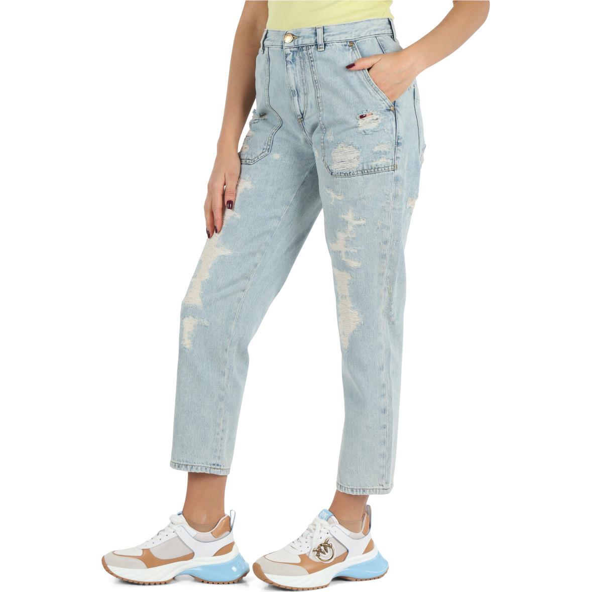 Lookbook (W) PINKO 淺藍色破壞風標誌牛仔褲 102761A1JJ-PJP