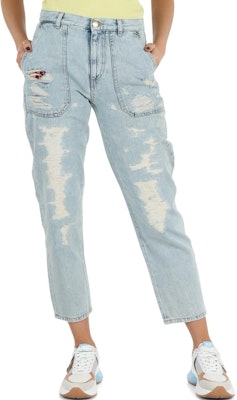 (W) PINKO 淺藍色破壞風標誌牛仔褲 102761A1JJ-PJP Shop (W) PINKO 淺藍色破壞風標誌牛仔褲 102761A1JJ-PJP