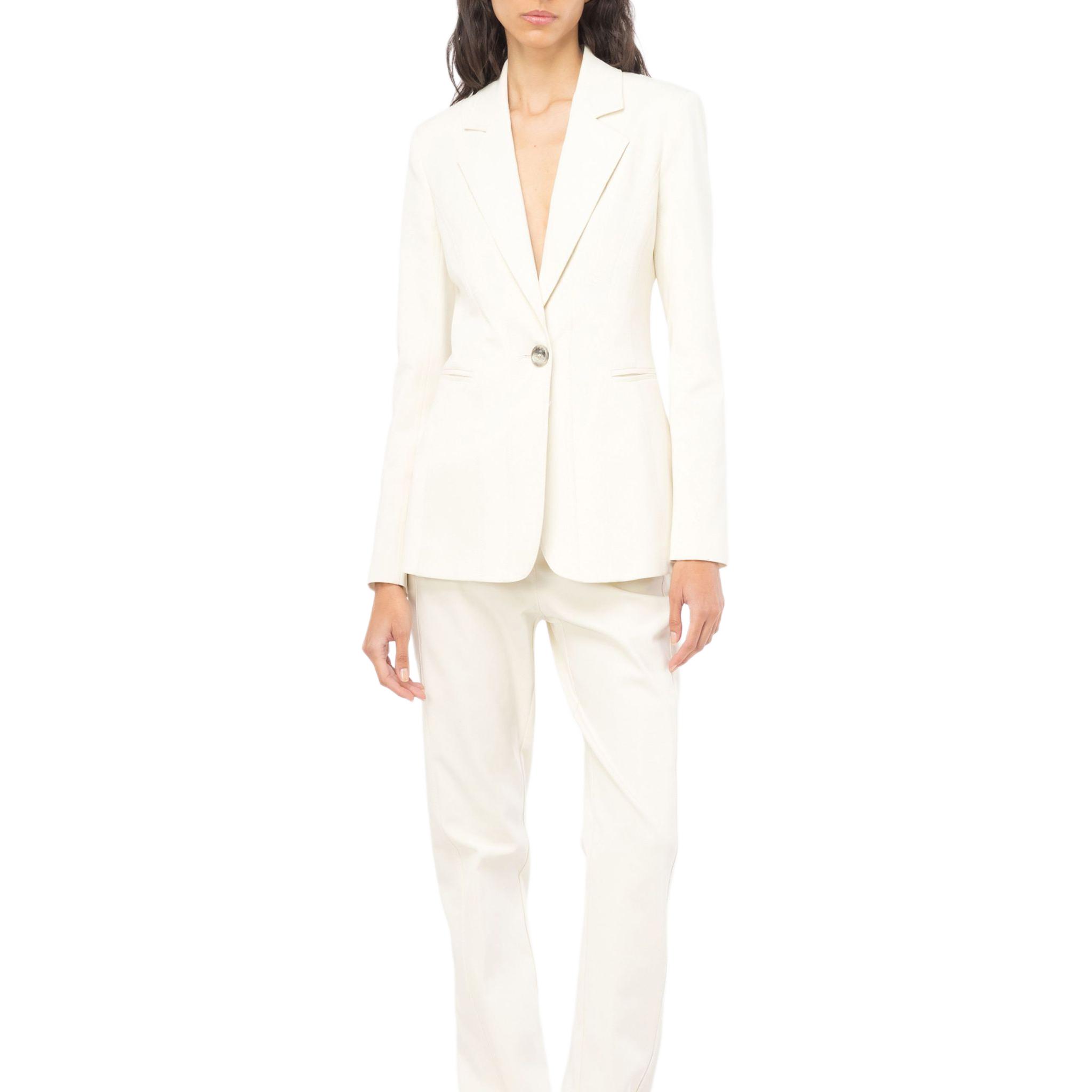 Shop (W) PINKO 雙材質單排扣西裝外套 - 米白色 103032A1MX-N96