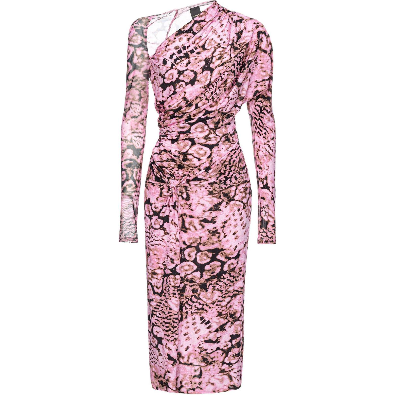 (Women) PINKO  Floral Slim-Fit Long-Sleeve Midi Dress - Pink. 103023A1O5-UY6