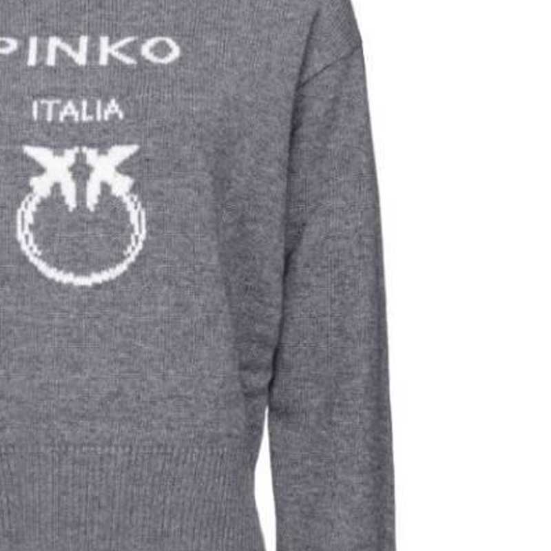 Sizing (W) PINKO Sweatshirt Kelabu Leher Bulat dengan Reka Bentuk Logo Huruf 100414Y7Z4-I42