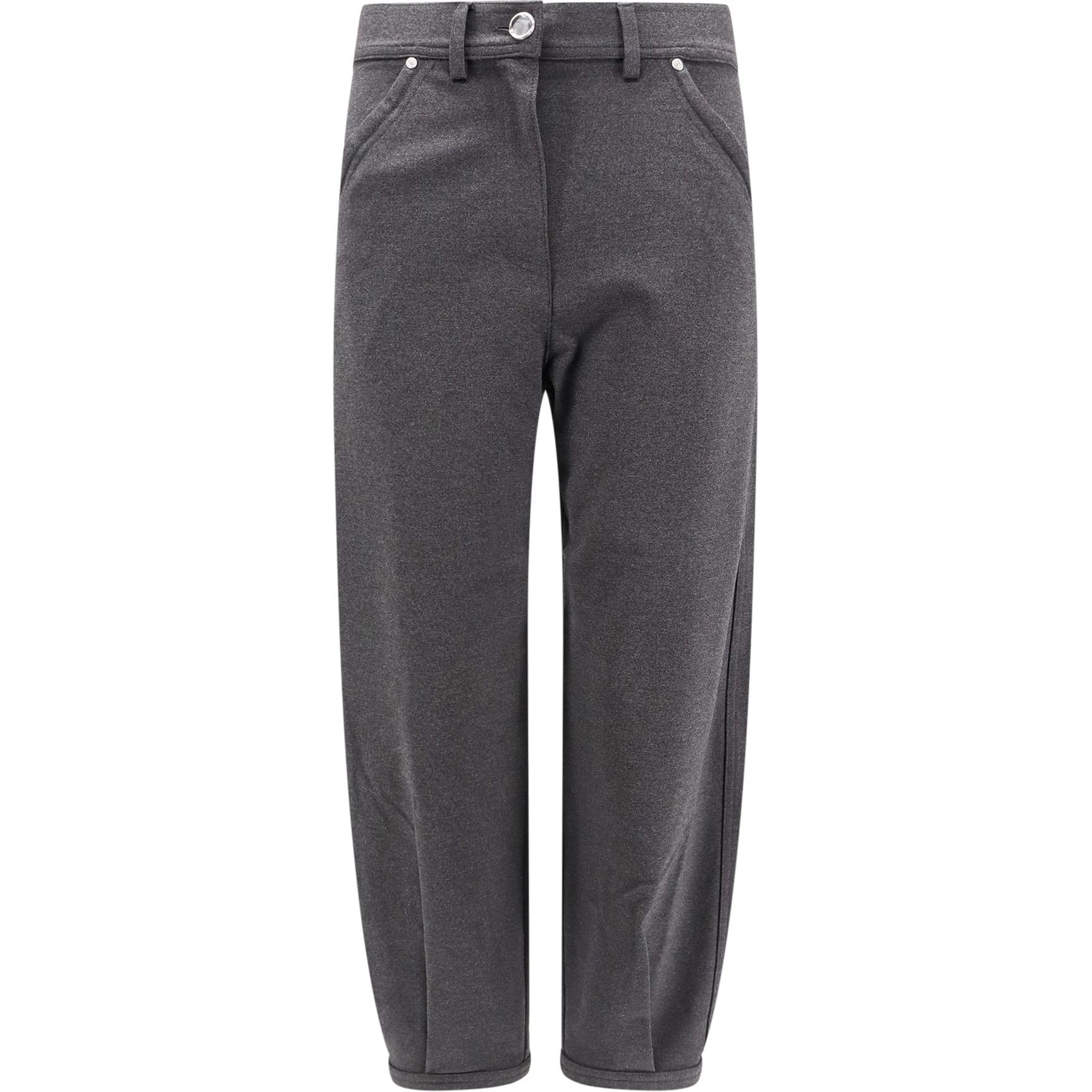 (Women) PINKO  Grey Mid-Rise Straight-Leg Casual Pants with Zipper Closure. 104008A15M-I76