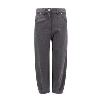 (Women) PINKO Grey Mid-Rise Straight-Leg Casual Pants with Zipper Closure. 104008A15M-I76