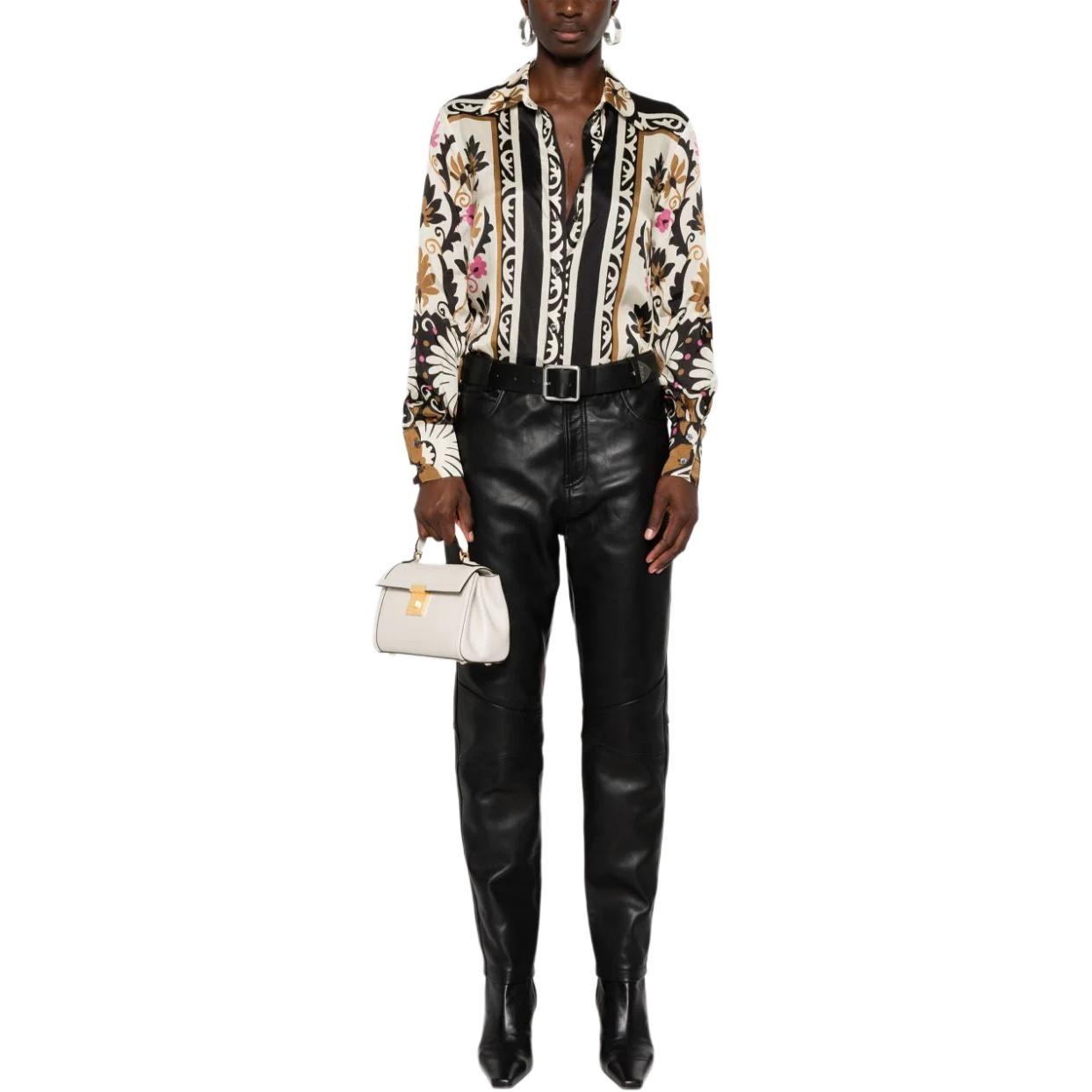 Lookbook (W) 핑코 멀티컬러 올오버 프린트 긴팔 버튼업 셔츠. 104011A25FLC6