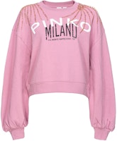 (Women) PINKO Pink Crewneck Long Sleeve Sweatshirt with Letter Print Design. 102827A1LU-N98 (Women) PINKO Pink Crewneck Long Sleeve Sweatshirt with Letter Print Design. 102827A1LU-N98
