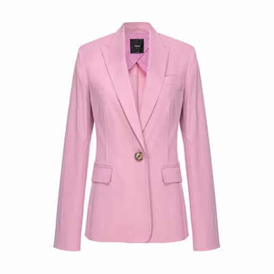 (Women) PINKO Pink Solid Single-Button Long Sleeve Blazer Jacket 103244A1PA-N98