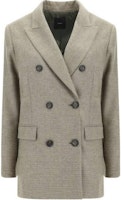 (Women) PINKO Plaid Double-Breasted Blazer in Taupe Gray. 104126A248-CS0 (Women) PINKO Plaid Double-Breasted Blazer in Taupe Gray. 104126A248-CS0