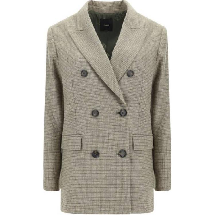 Order (W) PINKO チェック柄ダブルブレストブレザー タープグレー. 104126A248-CS0