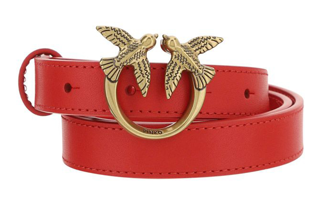 (Women) PINKO  Red Belt with Logo Buckle 1H20ZVY7SPR43Q