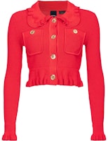 (Women) PINKO Red Belted Long-Sleeve Jacket with Metal Button Details 103160A1Q3-R48 (Women) PINKO Red Belted Long-Sleeve Jacket with Metal Button Details 103160A1Q3-R48