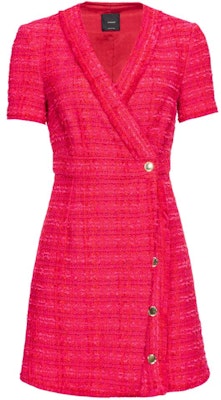 (W) PINKO 红色V领短袖纽扣迷你连衣裙. 103277A1OP-YNR Order (W) PINKO 红色V领短袖纽扣迷你连衣裙. 103277A1OP-YNR