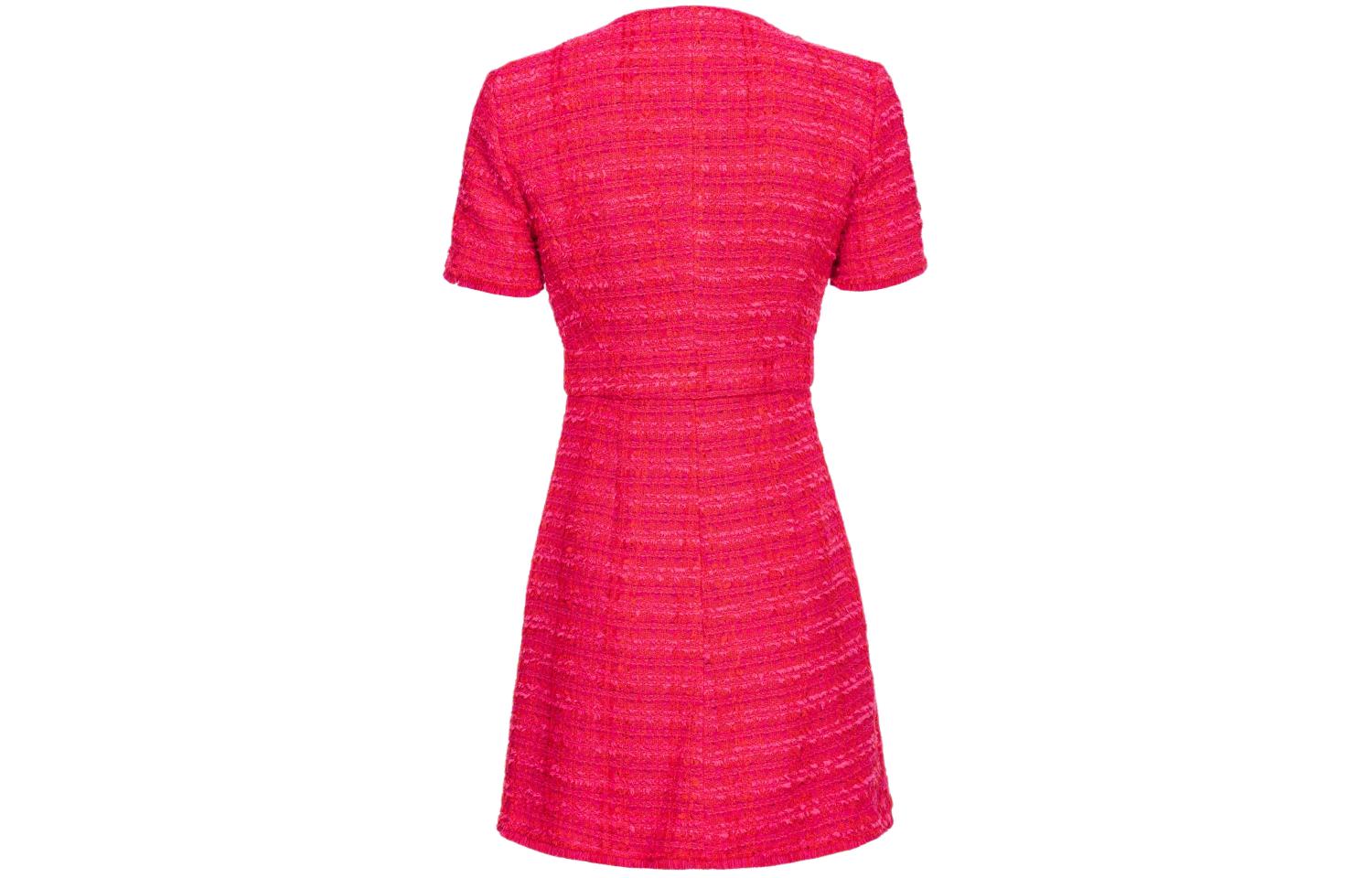 Lookbook (W) PINKO 红色V领短袖纽扣迷你连衣裙. 103277A1OP-YNR