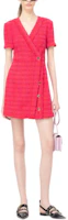 Shop (W) PINKO 紅色V領短袖排扣迷你連衣裙 103277A1OP-YNR