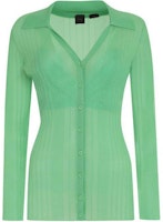 (Women) PINKO Sheer Ribbed V-Neck Long Sleeve Sweater - Green. 102980A1ND-SSA (Women) PINKO Sheer Ribbed V-Neck Long Sleeve Sweater - Green. 102980A1ND-SSA