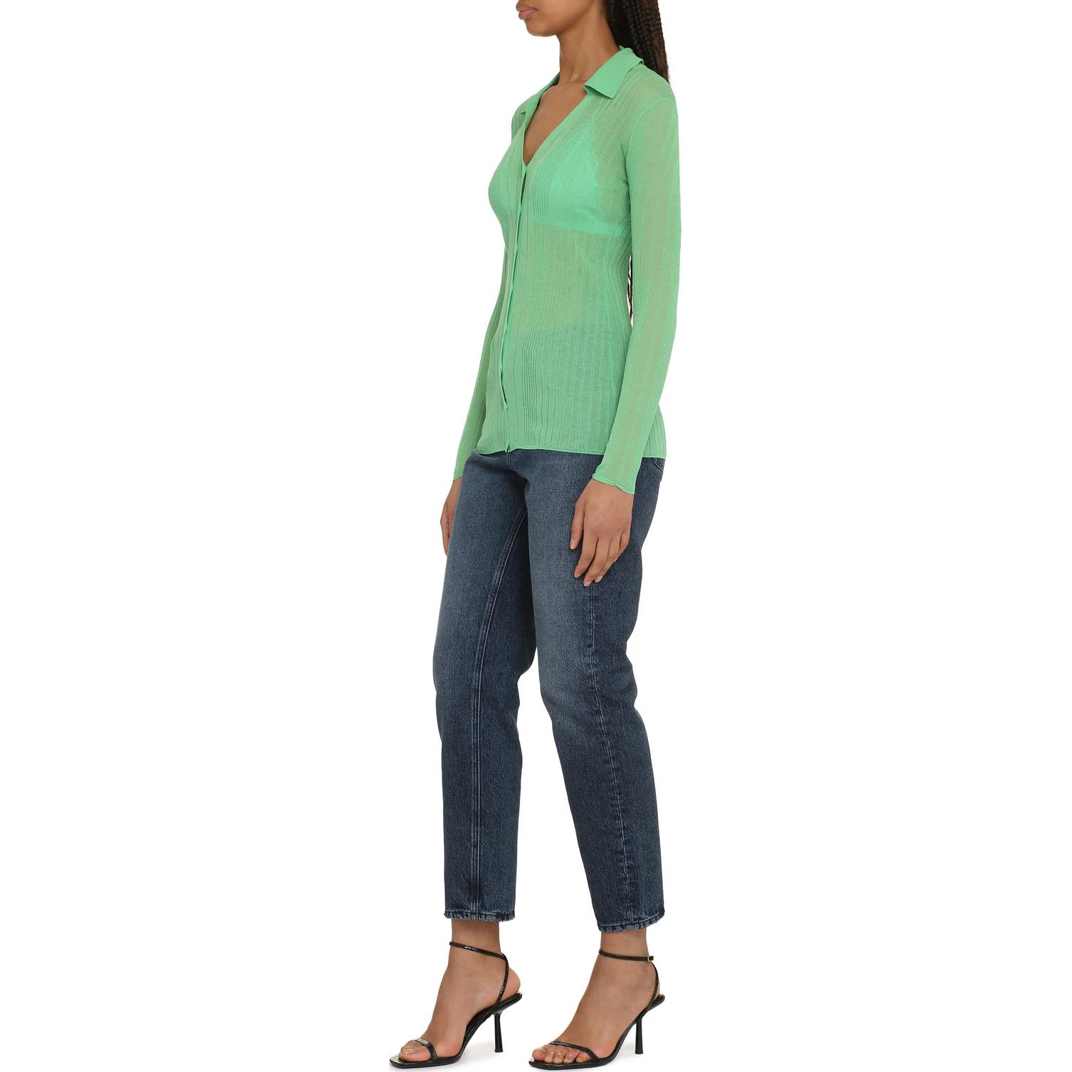 Details for (W) PINKO 绿色透视V领长袖罗纹毛衣. 102980A1ND-SSA