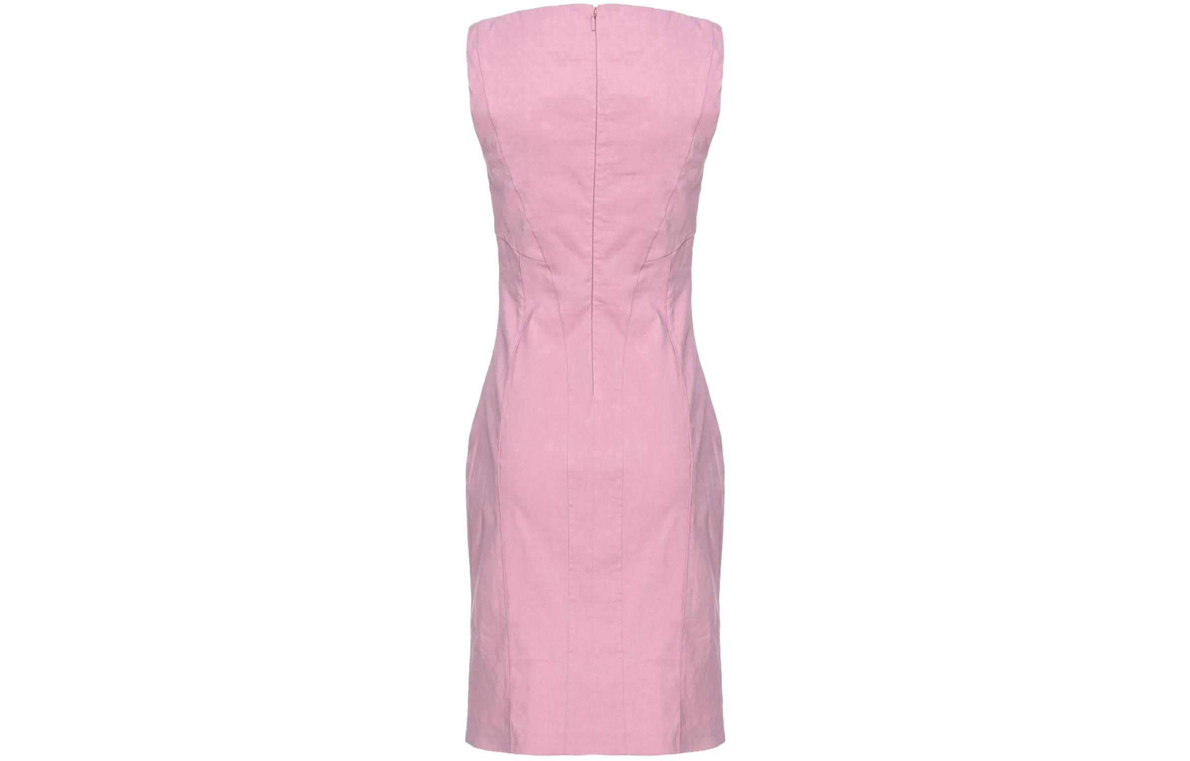 (Women) PINKO  Sleeveless Pink Midi Dress with Zipper and Straight Hemline 102866A0IM-N98 圖 3