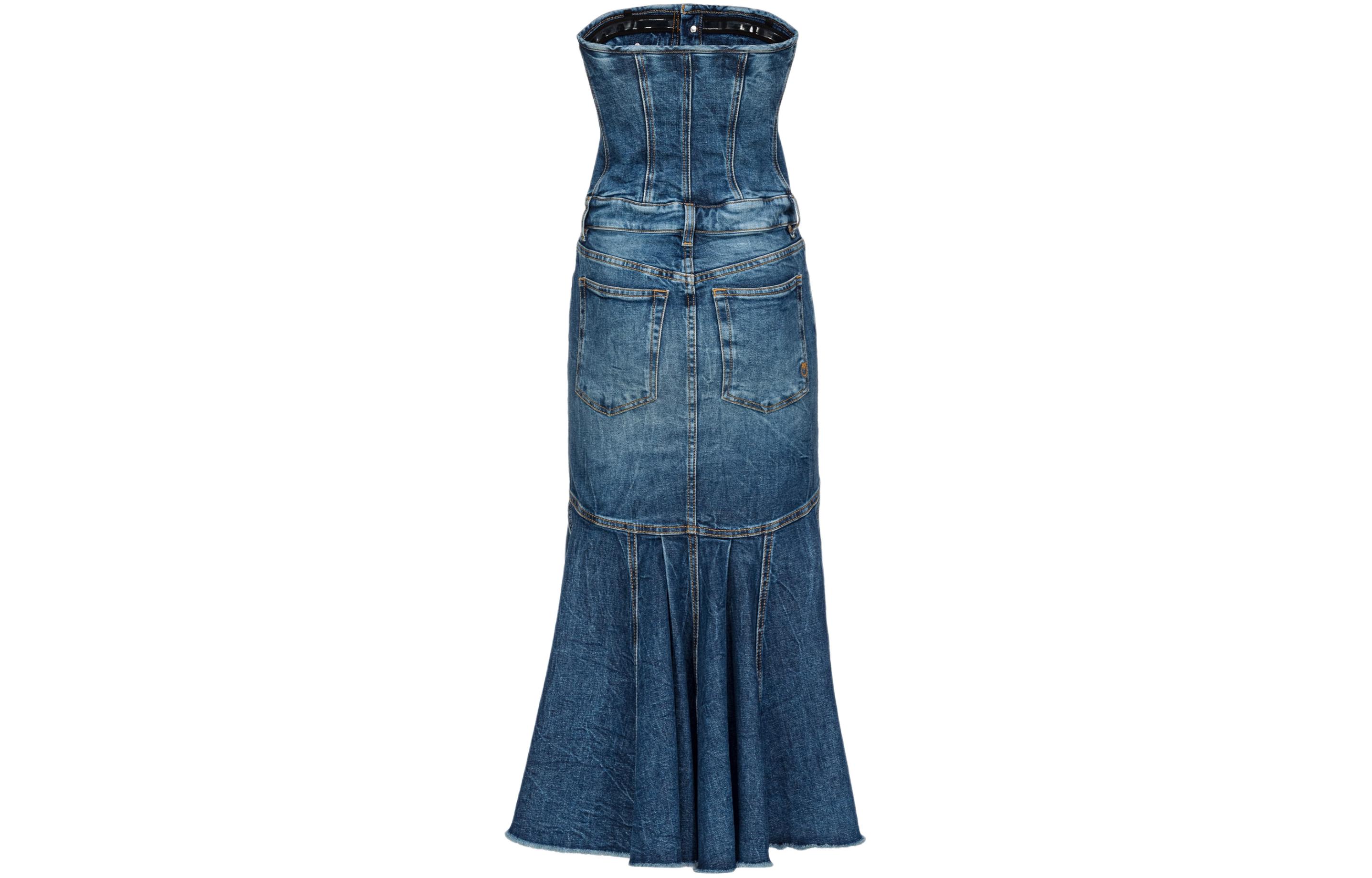 Lookbook (W) PINKO Maxi Dress Tanpa Lengan Denim Washed - Biru. 103178A1LQ-PJZ