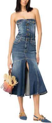 (W) PINKO Maxi Dress Tanpa Lengan Denim Washed - Biru. 103178A1LQ-PJZ Shop (W) PINKO Maxi Dress Tanpa Lengan Denim Washed - Biru. 103178A1LQ-PJZ