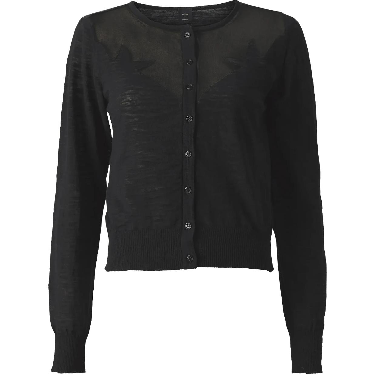 (Women) PINKO  Solid Black Button-Up Long Sleeve Knit Cardigan 103551A1WR-Z99