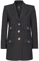 (Women) PINKO Solid Black Long-Sleeve Buttoned Blazer Jacket 102231A18F-Z99 (Women) PINKO Solid Black Long-Sleeve Buttoned Blazer Jacket 102231A18F-Z99