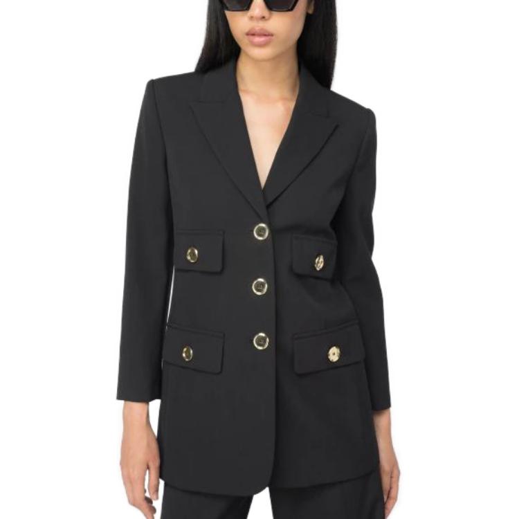 Shop (W) PINKO 素黑色長袖單排扣西裝外套 102231A18F-Z99