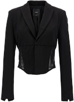 (Women) PINKO Solid Black Long Sleeve Blazer Jacket 101717A13E-Z99 (Women) PINKO Solid Black Long Sleeve Blazer Jacket 101717A13E-Z99