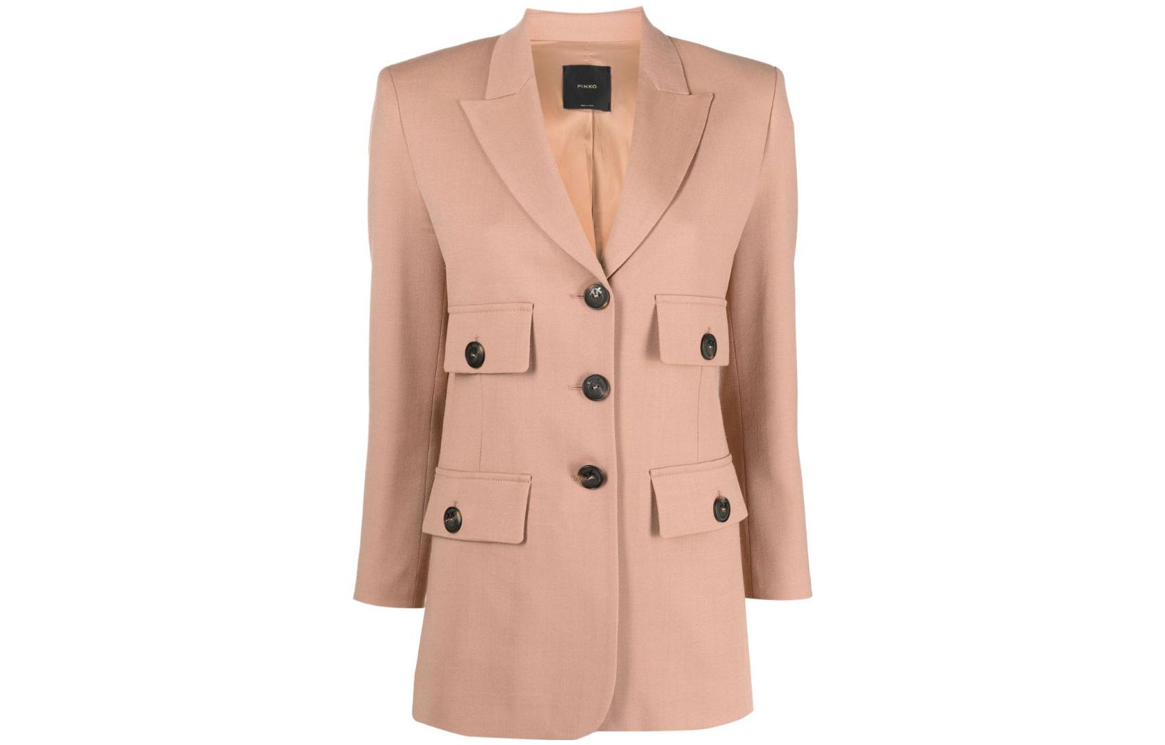(Women) PINKO  Solid Color Long Sleeve Blazer Jacket - Pink. 102231A1B3-N33
