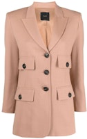 (Women) PINKO Solid Color Long Sleeve Blazer Jacket - Pink. 102231A1B3-N33 (Women) PINKO Solid Color Long Sleeve Blazer Jacket - Pink. 102231A1B3-N33