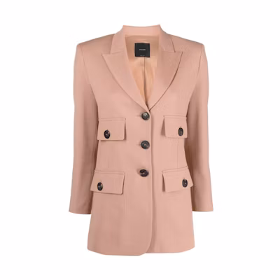 (Women) PINKO Solid Color Long Sleeve Blazer Jacket - Pink. 102231A1B3-N33