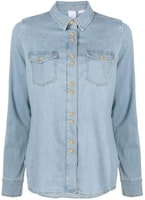 (Women) PINKO Solid Color Long Sleeve Button-Up Shirt - Blue. 100316A1R2-PJM (Women) PINKO Solid Color Long Sleeve Button-Up Shirt - Blue. 100316A1R2-PJM