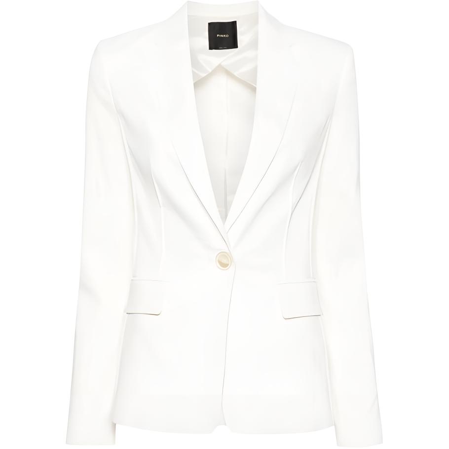 (Women) PINKO  Solid White Single-Button Blazer with Long Sleeves. 103244A1PA-Z07