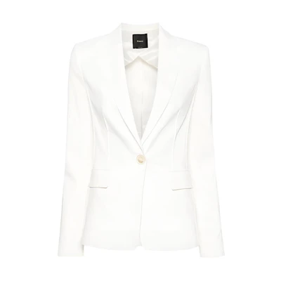 (Women) PINKO Solid White Single-Button Blazer with Long Sleeves. 103244A1PA-Z07
