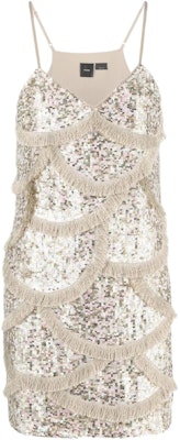 (W) PINKO V领亮片流苏短款吊带连衣裙. 1G173AY7SB-HI0 Buy (W) PINKO V领亮片流苏短款吊带连衣裙. 1G173AY7SB-HI0