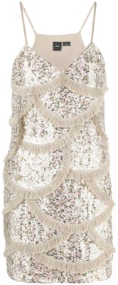 (W) PINKO V领亮片流苏短款吊带连衣裙. 1G173AY7SB-HI0 Order (W) PINKO V领亮片流苏短款吊带连衣裙. 1G173AY7SB-HI0