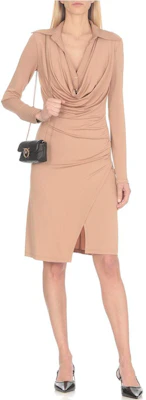 (W) PINKO Gaun Mini Lengan Panjang Slim-Fit Leher-V Merah Jambu Muda 103052A1L0-C95 Shop (W) PINKO Gaun Mini Lengan Panjang Slim-Fit Leher-V Merah Jambu Muda 103052A1L0-C95