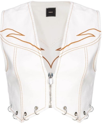 (W) PINKO 白色短版背心搭配對比刺繡設計。 103625A1VD-Z05 Buy (W) PINKO 白色短版背心搭配對比刺繡設計。 103625A1VD-Z05