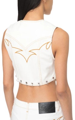 (W) PINKO 白色短版背心搭配對比刺繡設計。 103625A1VD-Z05 Details for (W) PINKO 白色短版背心搭配對比刺繡設計。 103625A1VD-Z05