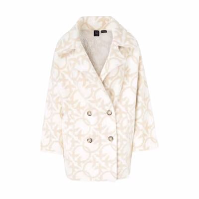 (Women) PINKO White Double-Breasted Jacquard Long Sleeve Mid-Length Coat 101573A21Q-CC2