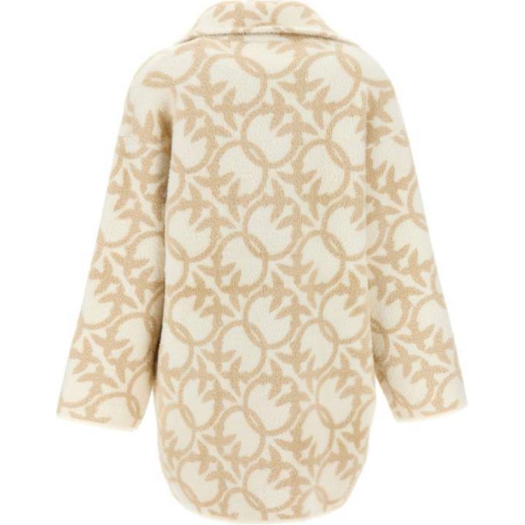 Lookbook (W) PINKO 화이트 더블브레스트 자카드 롱 슬리브 미디 길이 코트 101573A21Q-CC2