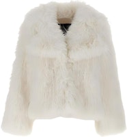 (Women) PINKO White Faux Fur Short Coat with Long Sleeves 104375A27L-Z14 (Women) PINKO White Faux Fur Short Coat with Long Sleeves 104375A27L-Z14