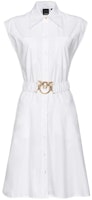 (Women) PINKO White Sleeveless Midi Dress with Solid Color and Pointed Collar 103111A1P4-Z04 (Women) PINKO White Sleeveless Midi Dress with Solid Color and Pointed Collar 103111A1P4-Z04