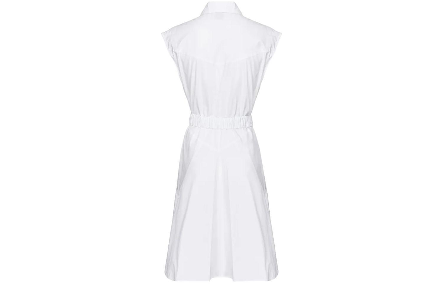 Lookbook (W) PINKO 白色無袖中長連身裙，純色尖領設計 103111A1P4-Z04