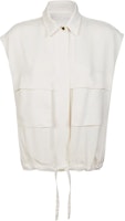(Women) PINKO White Sleeveless Zip-Up Vest with Collar 103025A1PP-N96 (Women) PINKO White Sleeveless Zip-Up Vest with Collar 103025A1PP-N96