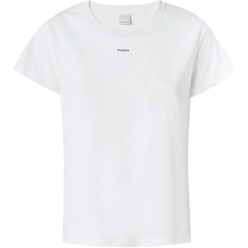 (Women) PINKO  White Slim-Fit Logo Print Crew Neck T-Shirt 100373A228-Z04